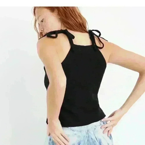 Madewell Women's Black Tie Front Tank Top S - Picture 1 of 12